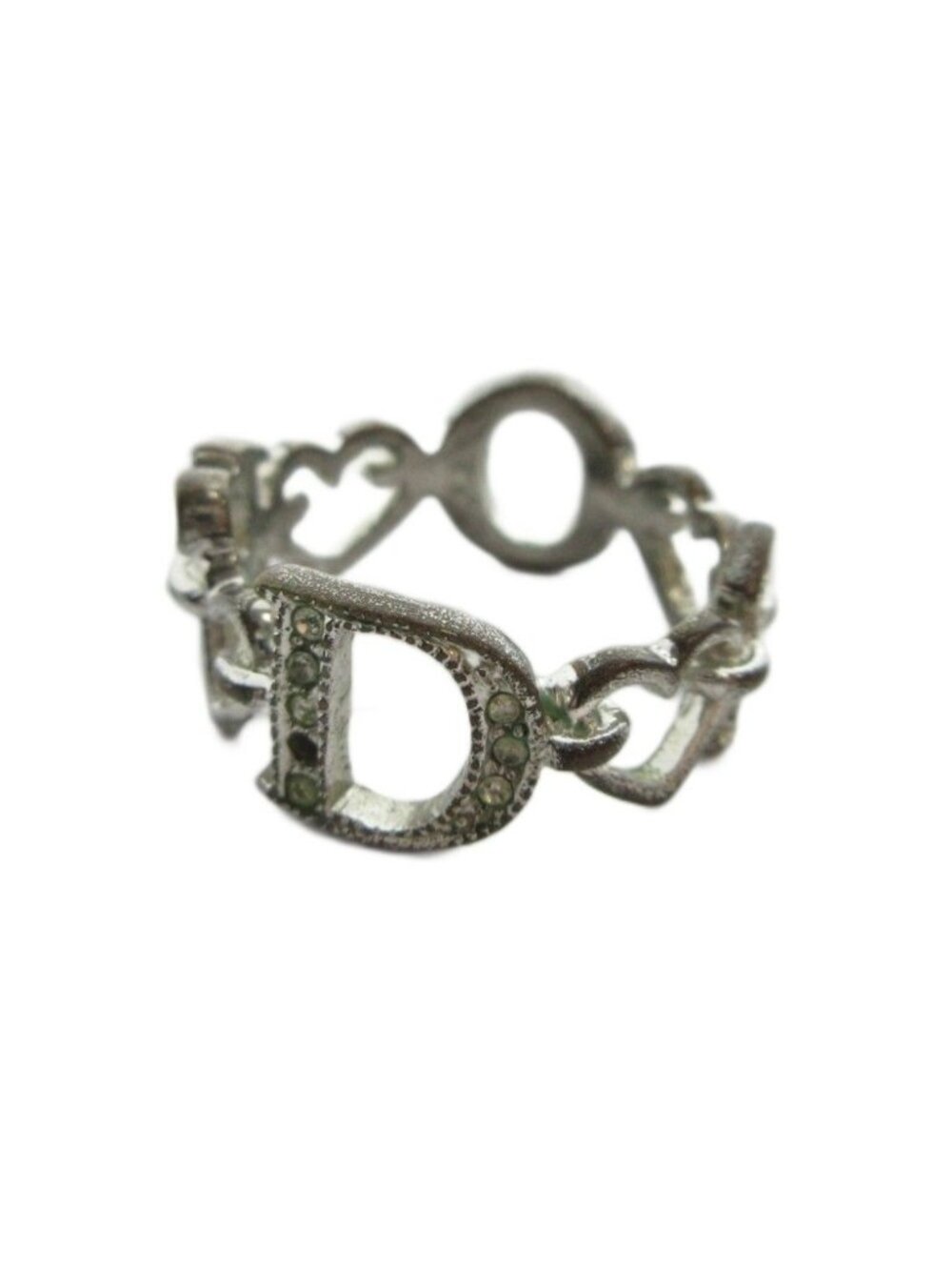 Dior Ring Logo Rhinestone Silver